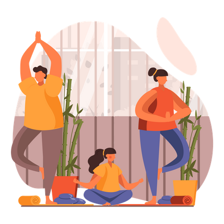 Family yoga  Illustration