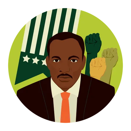 Black History Month Concept Famous Afro American Political And Black People Rights Activist Martin Luther King Vector Flat Illustration 일러스트레이션