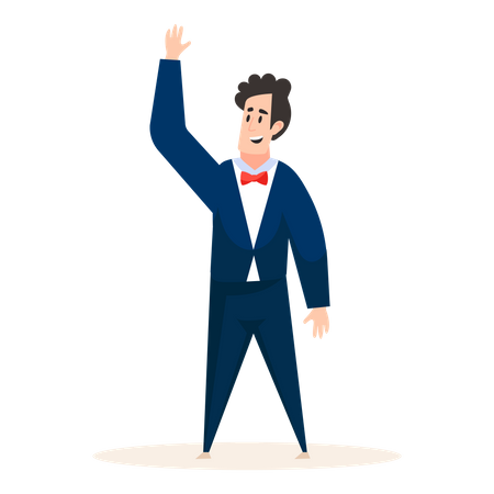 Famous businessman waiving his hand  Illustration