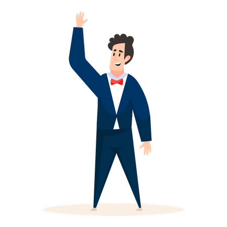 Famous businessman waiving his hand  일러스트레이션