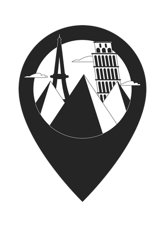 Famous monuments pin location  일러스트레이션