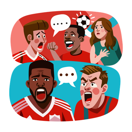 Fans shouting while cheering  Illustration