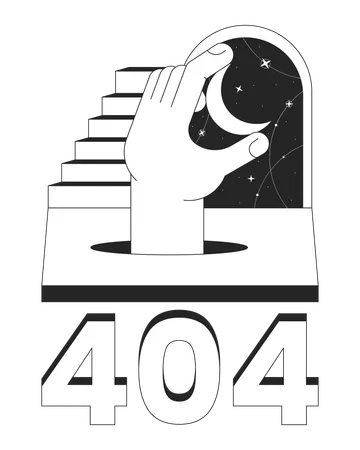 Message flash d'erreur 404 de nuit surréaliste fantastique  Illustration