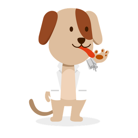 Cachorro fantasiado de médico  Ilustração