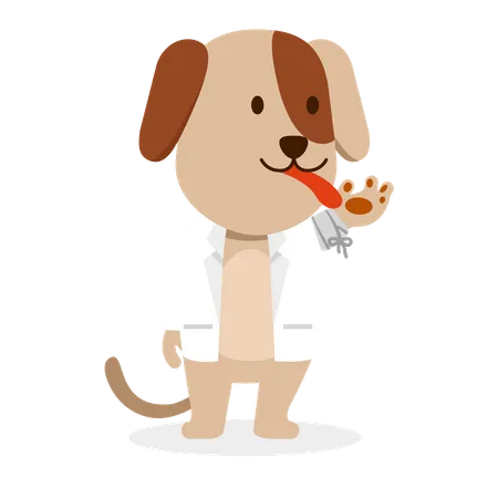 Cachorro fantasiado de médico  Ilustração