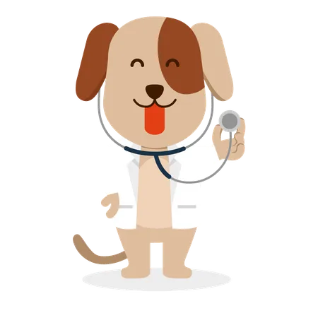 Cachorro fantasiado de médico  Ilustração