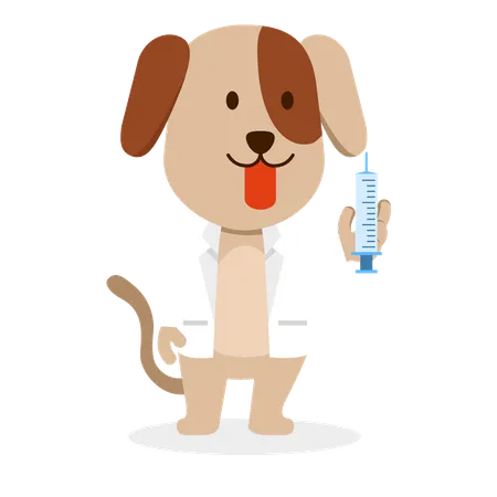 Cachorro fantasiado de médico  Ilustração