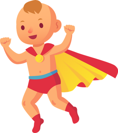 Criança fantasiada de super-herói  Ilustração