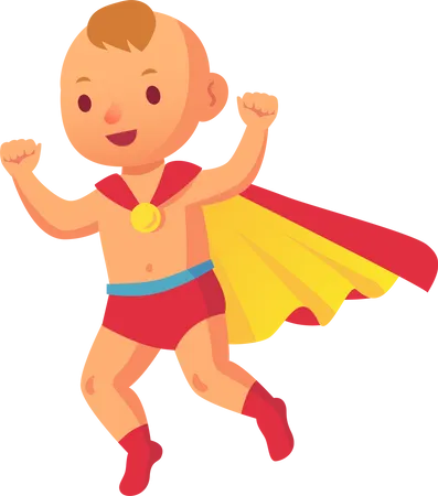 Criança fantasiada de super-herói  Ilustração