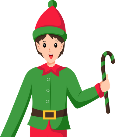 Menino fantasiado de duende de Natal  Ilustração