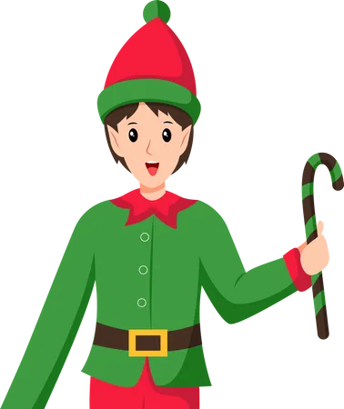 Menino fantasiado de duende de Natal  Ilustração