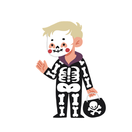 Fantasia de esqueleto infantil de Halloween  Ilustração