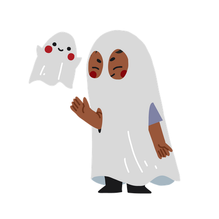 Fantasia de fantasma infantil de Halloween  Ilustração