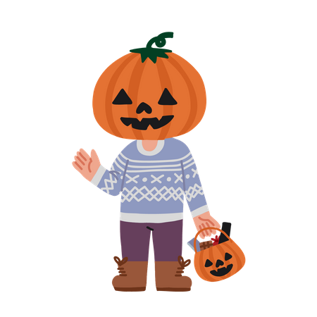 Fantasia infantil de Halloween Jack-O-lantern  Ilustração