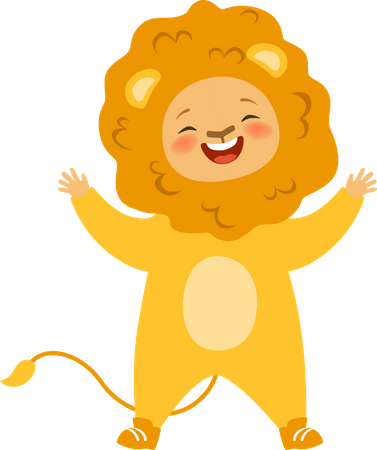 Crianças vestindo fantasia de leão  Ilustração
