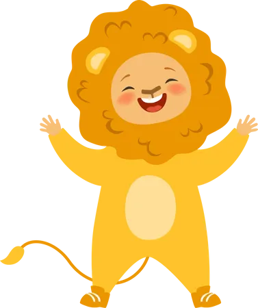 Crianças vestindo fantasia de leão  Ilustração