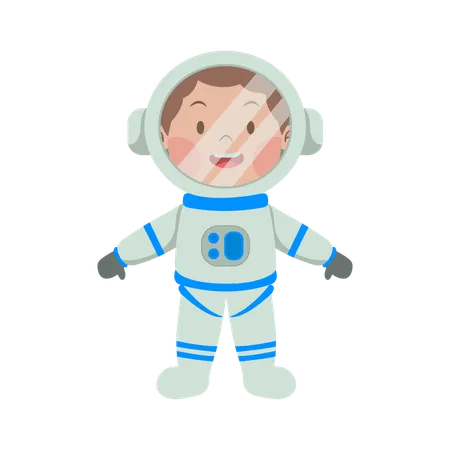 Menino fantasiado de astronauta  Ilustração