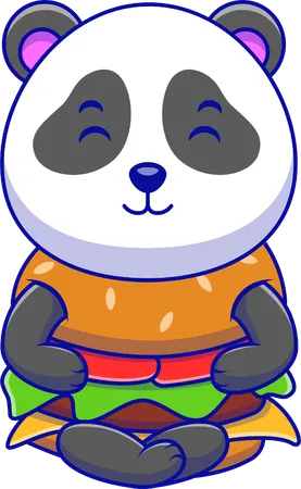 Panda fantasiado de hambúrguer  Ilustração