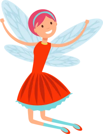 Chica de hadas de fantasía con alas.  Ilustración