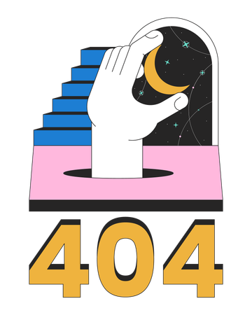 Mensaje flash 404 del error nocturno surrealista de fantasía  Ilustración