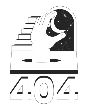 Mensaje flash 404 del error nocturno surrealista de fantasía  Ilustración