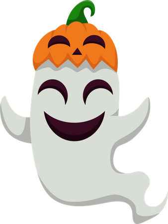 Fantasma de Halloween con sombrero de calabaza  Ilustración