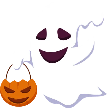 Fantasma de Halloween sosteniendo calabaza  Illustration