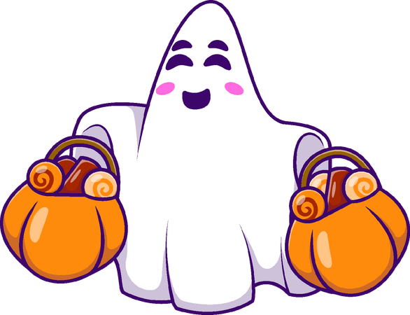 Fantasma trae dulces de halloween  Ilustración