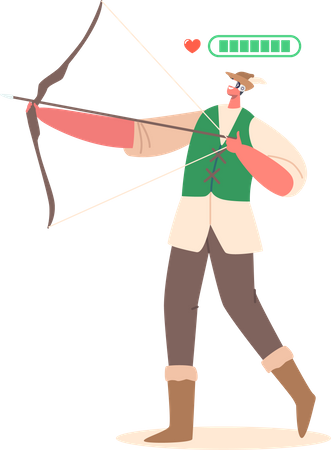 Fantasy archer wearing virtual reality glasses  Illustration