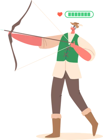 Fantasy archer wearing virtual reality glasses  Illustration