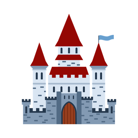 Fantasy medieval brick stone castle  Illustration