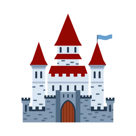 Fantasy medieval brick stone castle  Illustration