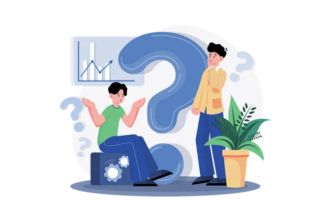 Two Guys Think About A Question Illustration