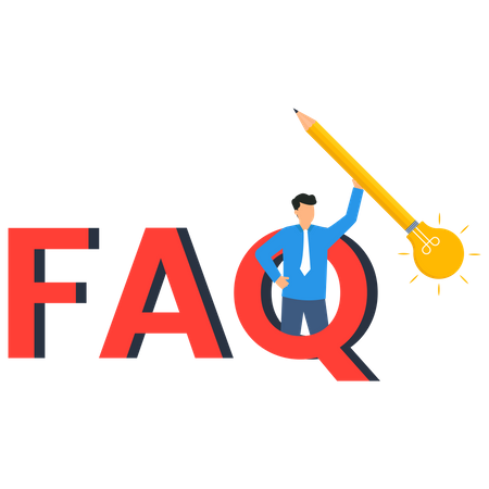 FAQ, Asking business question to find answer or solution  Illustration