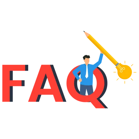 FAQ, Asking business question to find answer or solution  Illustration