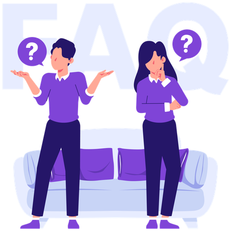 Faq, questions, help, support, asking, asked, answer  Illustration