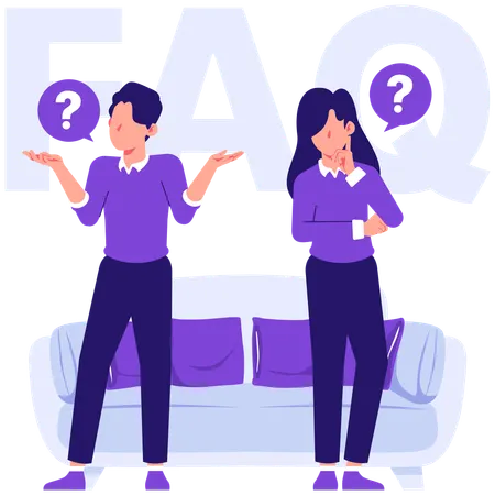 Faq, questions, help, support, asking, asked, answer  Illustration