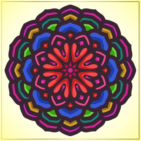 Farbenfrohe Mandala-Kunst mit floralen Motiven  Illustration