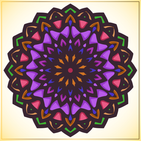 Farbenfrohe Mandala-Kunst mit Vintage-Blumenmotiven  Illustration