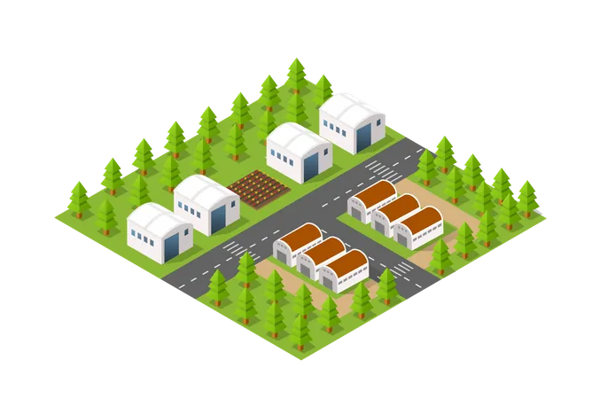 Modern Illustration For Design Game And Business Shape Background Isometric Module City From Urban Building Vector Architecture Illustration