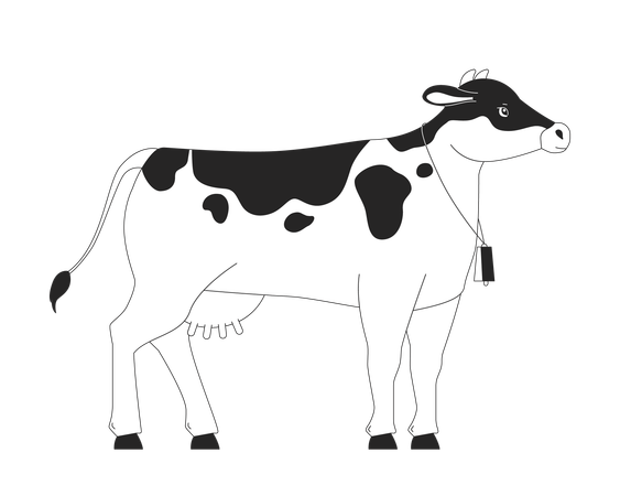 Farm cow with bell  Illustration