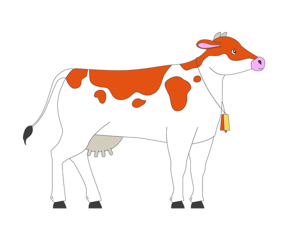 Farm cow with bell  Illustration