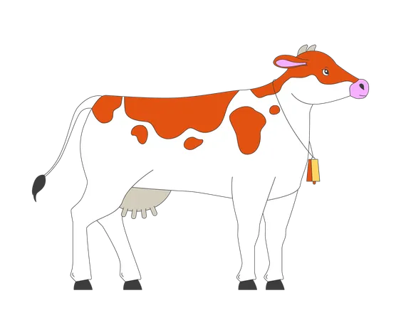 Farm cow with bell  Illustration