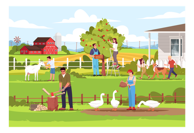 Farm work  Illustration