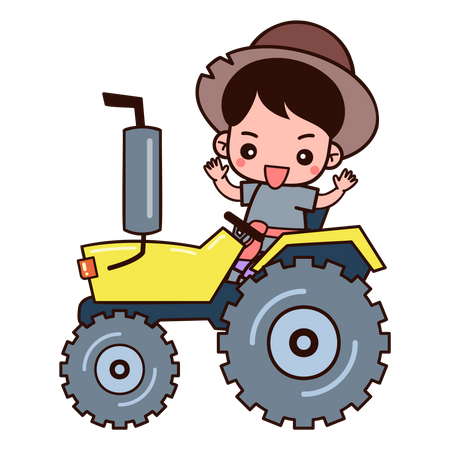 Farm worker driving tractor  Illustration