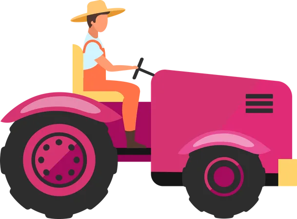 Farm worker driving tractor  Illustration