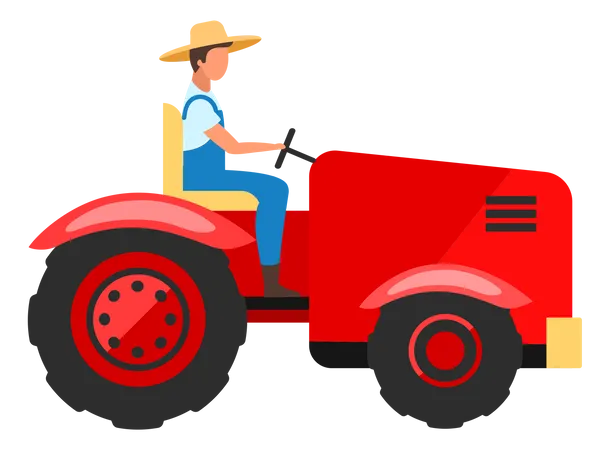 Farm worker driving tractor  Illustration