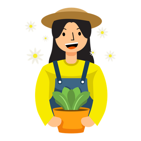 Farmer Carry Pot  Illustration