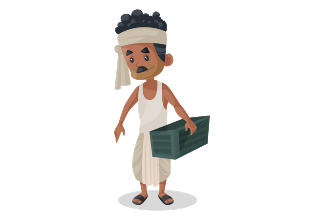 Farmer carrying box  Illustration