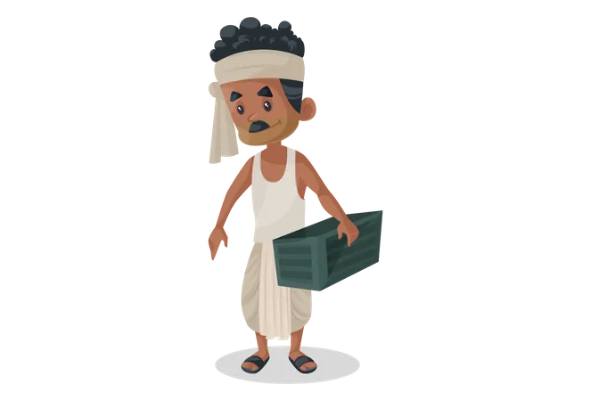 Farmer carrying box  Illustration